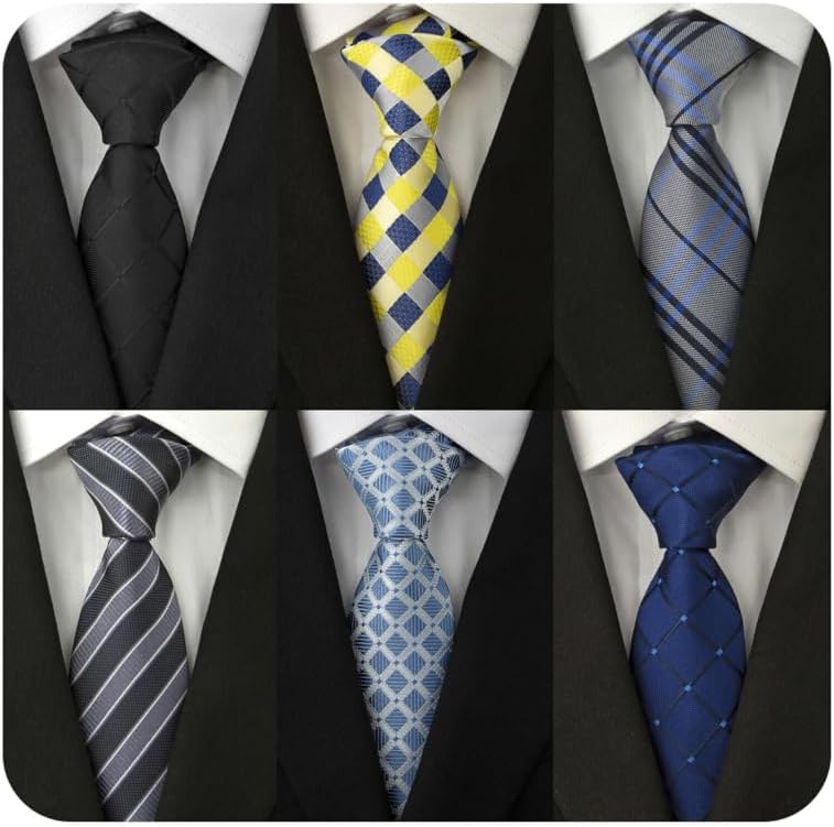 Adulove Men's Necktie Classic Silk Tie Woven Jacquard Neck Ties 6 PCS
