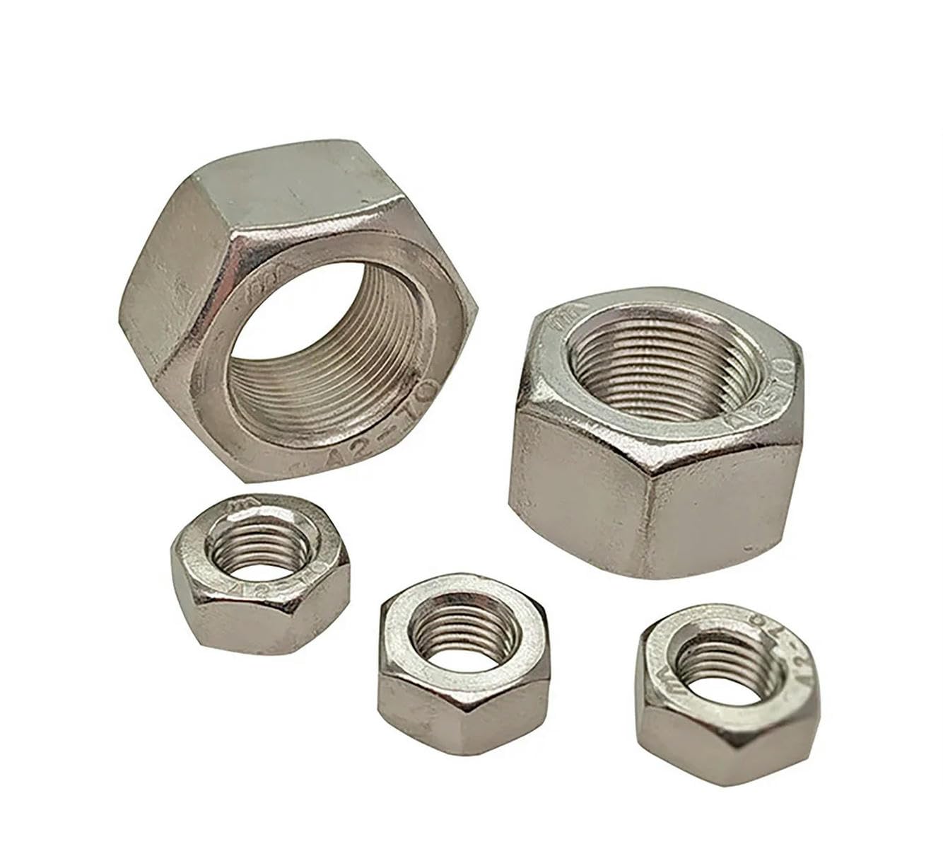 Dadi Esagonali Sottili Acciaio Inox 304 - Filettatura Fine Destra - Scegli La Misura Da M17 A M24