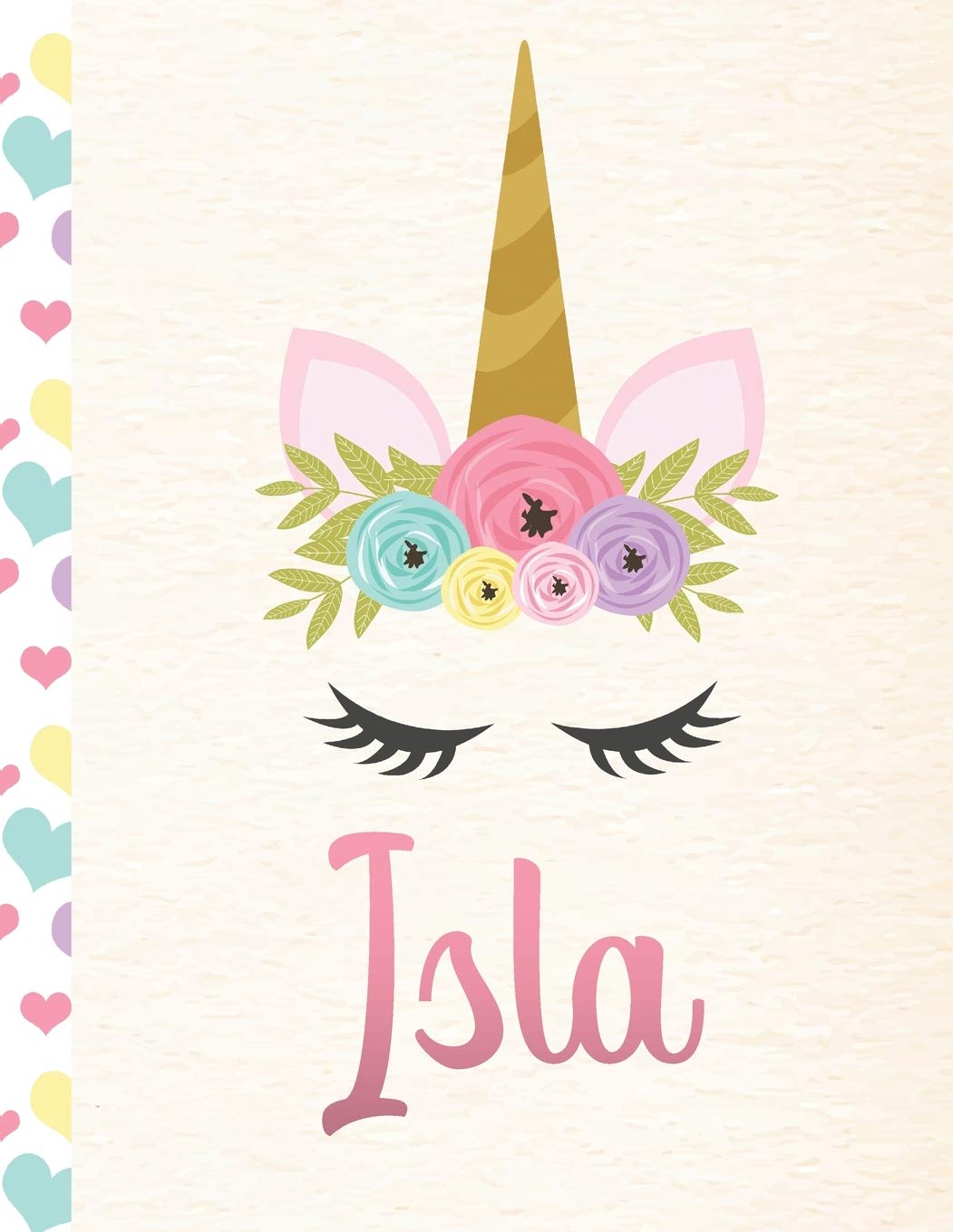 Isla: Personalized Unicorn Sketchbook For Girls With Pink Name - 8.5x11 110 Pages. Doodle, Sketch, Create!