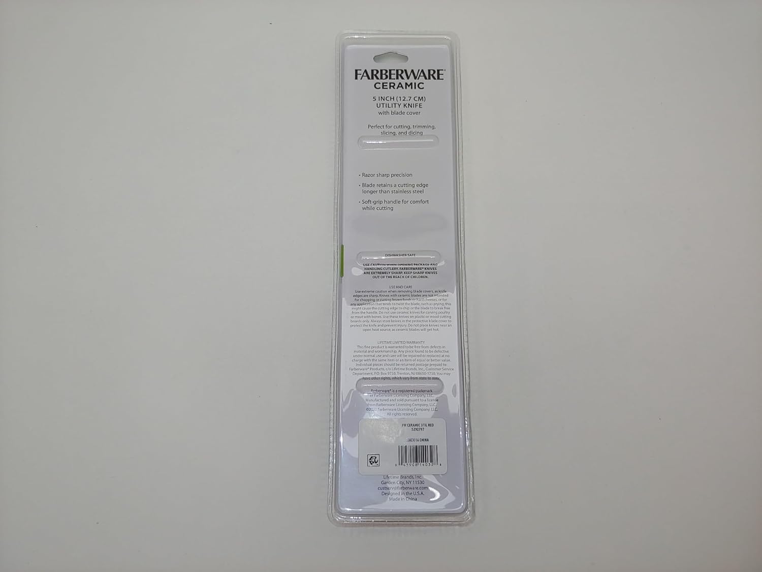 JL Missouri Parts & Misc. 5" Long Faberware Professional Ceramic Utility Kitchen Knife With Blade Cover Gaurd