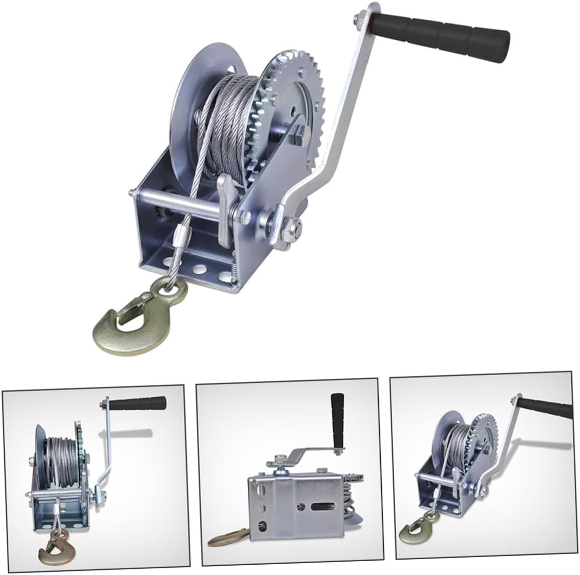 Manual Winch with 10m Steel Cable 3500lbs Heavy Duty Boat Trailer Winch for Car and ATV Towing