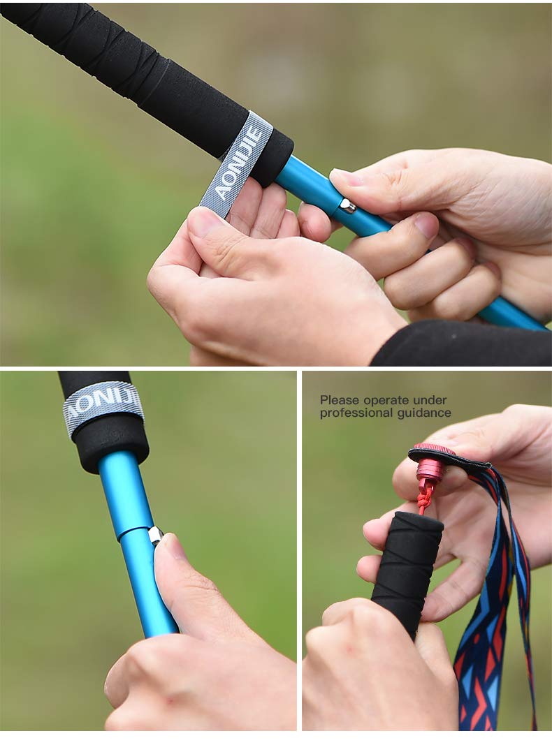 Kij trekkingowy, lekki kijek trekkingowy, składany, Quick Lock Trail, 130 cm, włókno węglowe do wspinaczki, na zewnątrz, 2 sztuki kierownicy