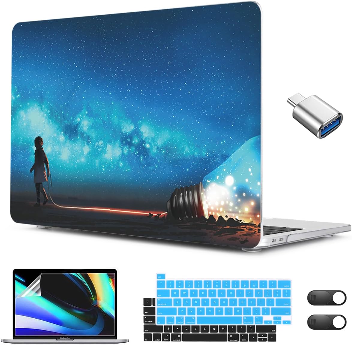 CISSOOK Compatible with MacBook Pro 13 inch Case M2 A2338 A2251 A2289 A2159 A1706 with Touch Bar, Plastic Hard Shell Case + Keyboard Cover for MacBook Pro 13 2023 2022 2016-2020 Release, Light Bulb