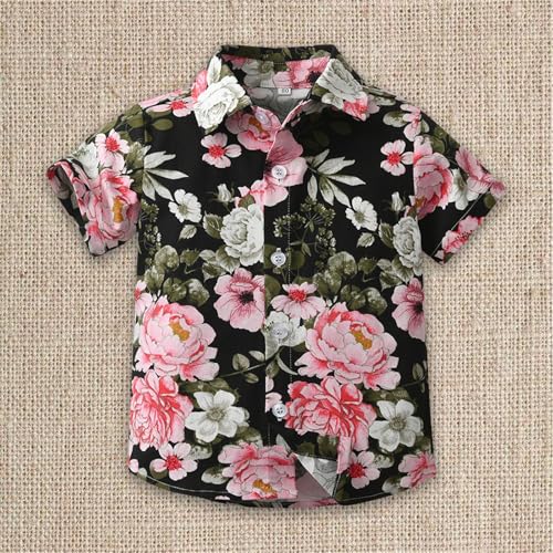 Toddler Boys Hawaiian Floral Shirts Kids Short Sleeve Button Down Tropical Summer Beach Tshirts Teens Girls Cute Vacation Top4