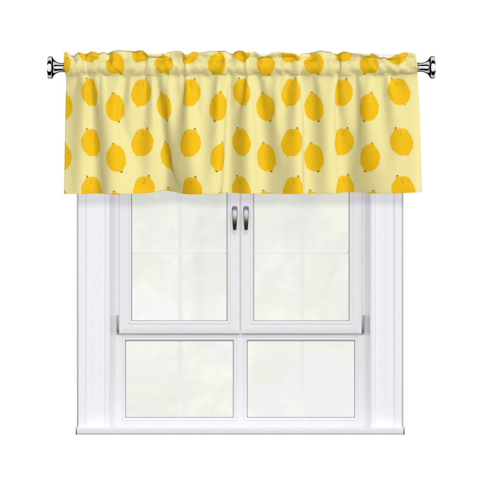Noble Ren Yellow Lemon Short Curtain Valance 54x18in For Kitchen Bathroom Cafe Living Room Decoration