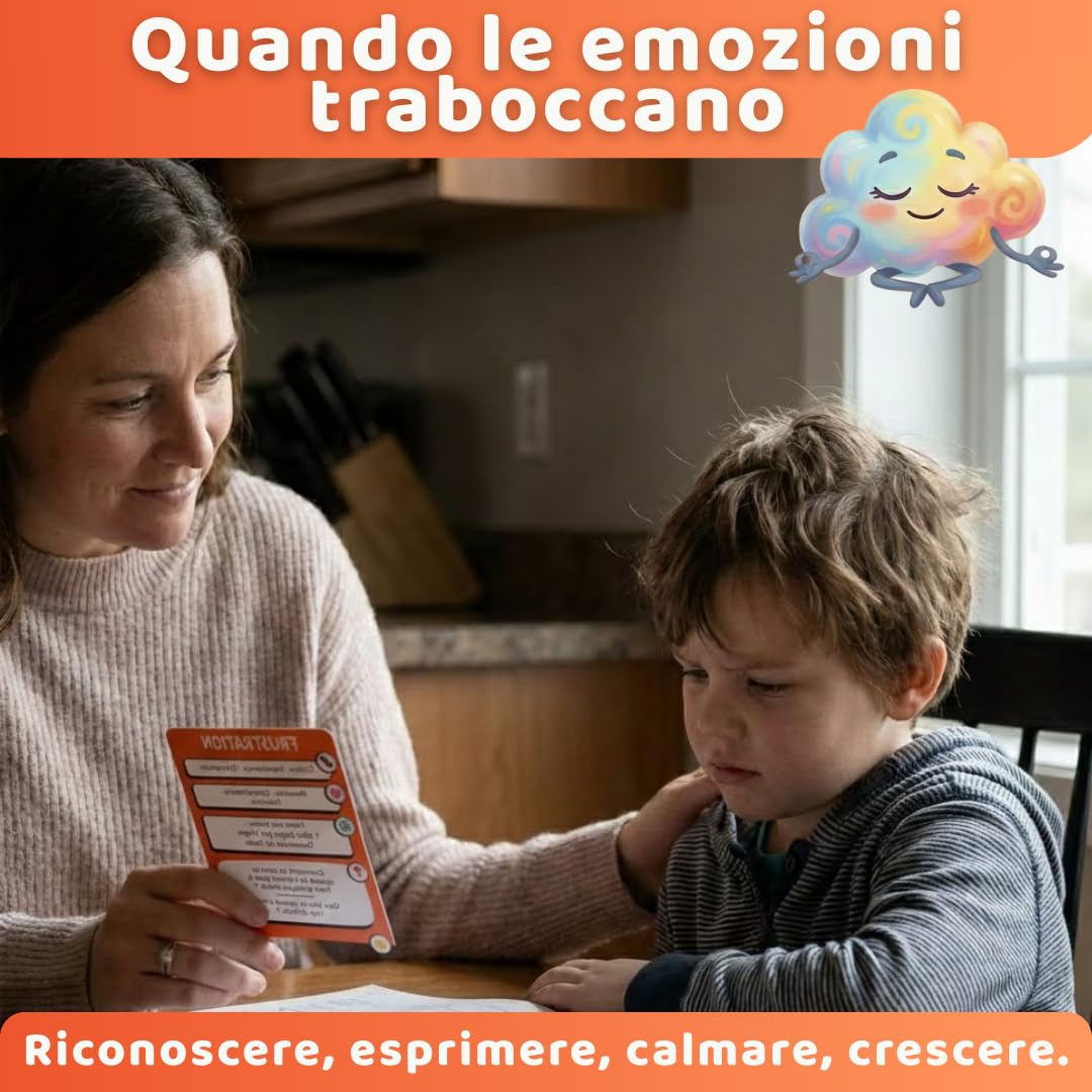 Oh Happy Games - EmoKids - Gioco delle Emozioni per Bambini 4-10 Anni - 56 Carte Illustrate + 8 Mini-Giochi - Metodo Montessori & CNV - Comprendere e Gestire le Emozioni - Gioco Educativo