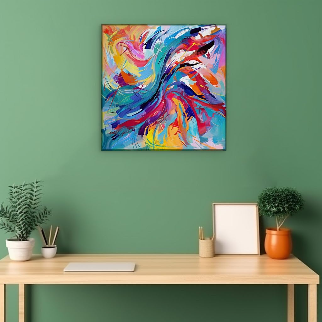 Canvas for Living room. Unleashing Vivid Dreams: The Energetic Symphony of Expressive Brush Strokes, 27 x 18 inch Canvas Wall Art - Contemporary Masterpieces - Inspirational Office Decor