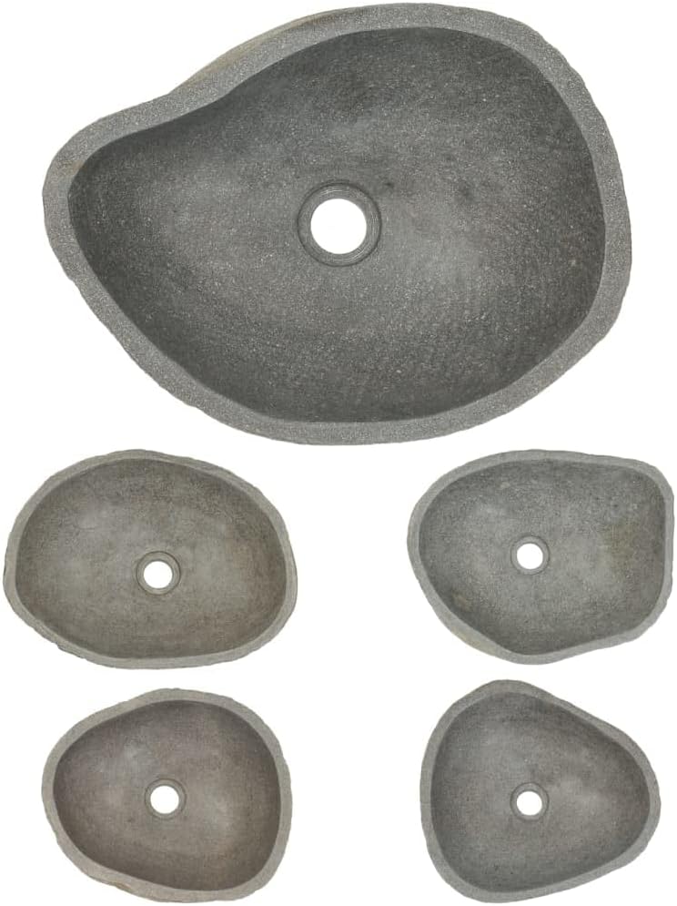 Bathroom Vessel Sink Oval Wash Basin River Stone for Hotel Art Basin, Above Counter Oval Washbowl Bathroom Lavatory Hotel Bowl Basin 14.6"-18.1"(BB)