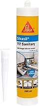 SIKA - Anti-Fungal Acetoxy Silicone Sealant For Sanitary Applications - Sikasil-117 Sanitary White - Weather-Resistant - 280ml Cartridge