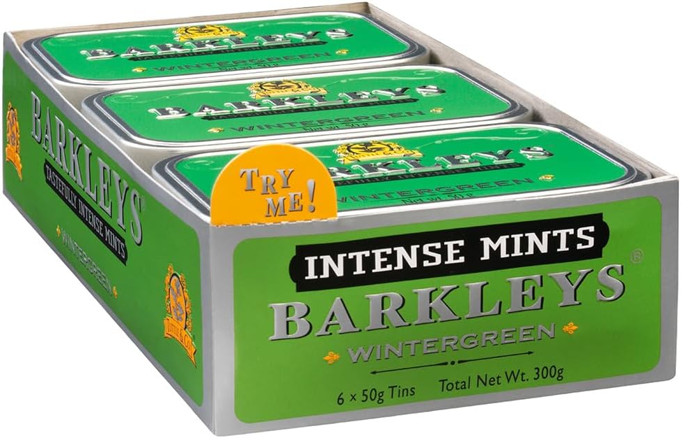 Barkleys Mints Wintergreen Tastefully Intense Mints Tins 50 g (Pack of 6)