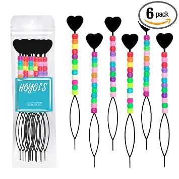 HOYOLS Hair Beading Tool with Colorful Beads, Black Bead Stringer for Braid
