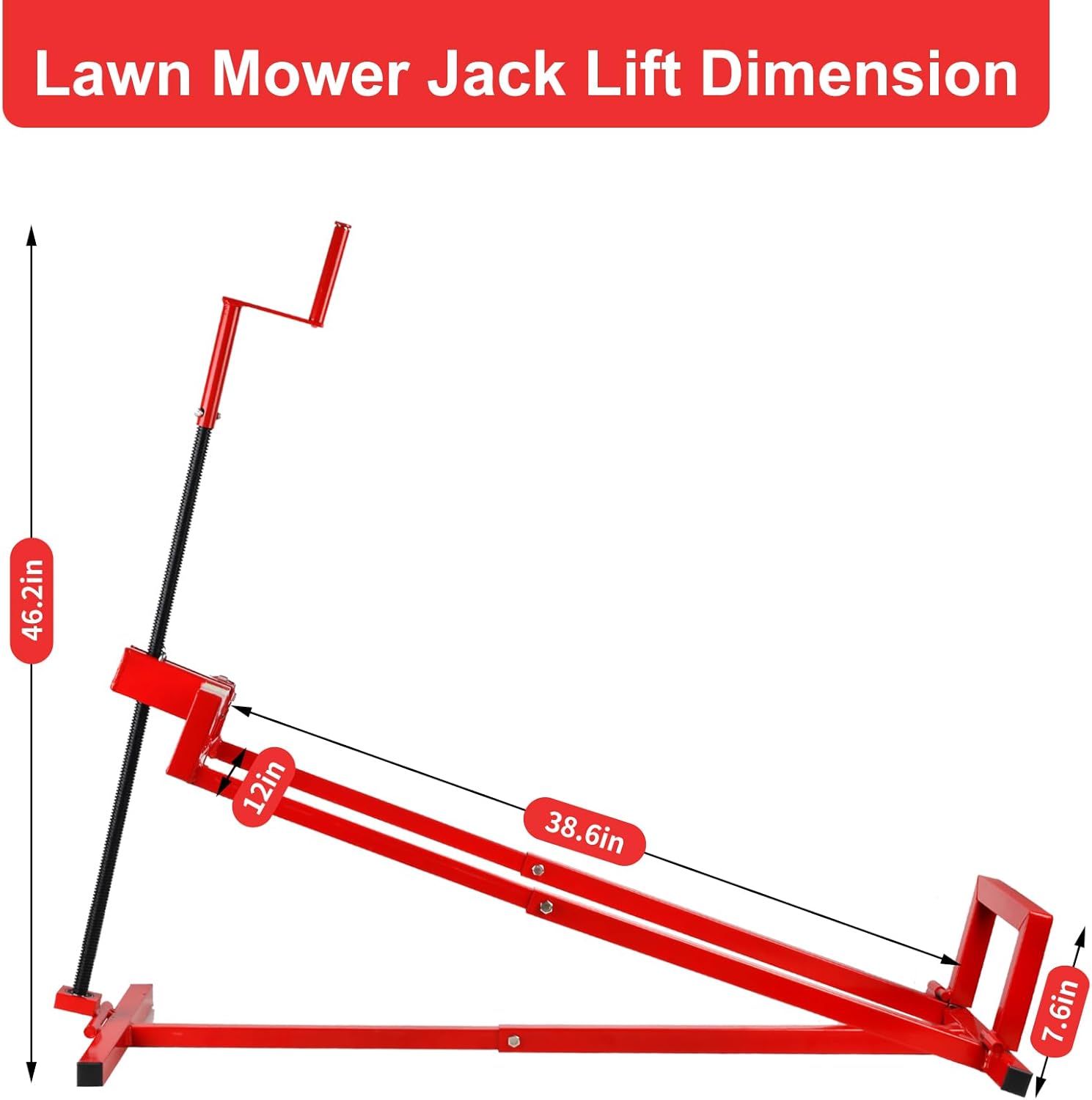 Lawn Mower Lift Jack, Lifting Platform 882 Lbs Weight Capacity Telescopic Maintenance Jack with Manual Handle and Power Tool Handle, Ride on Lawn Mower for Garden Tractors & Lawn Mowers, Red