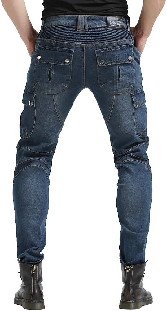 Men Motorcycle Riding Jeans Biker Pants Reinforced with 4 X