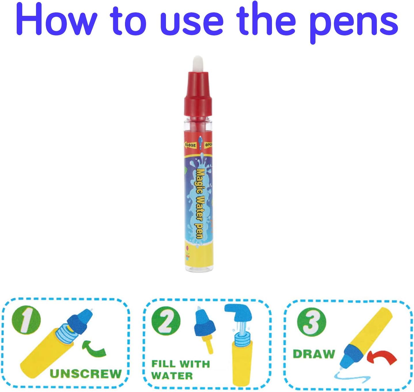 4 x Rangebow Aqua Water Doodle Replacement Pens 2 x Large 2 Small for All Aqua Drawing Mats Drawing Painting Boards Water Drawing Doodle Magic Four Pens