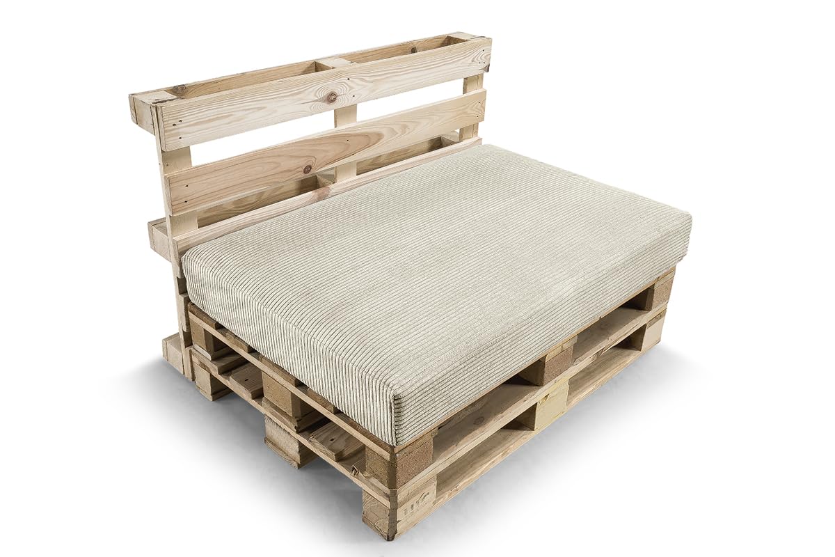Gutekissen per Pallet, Divano da Giardino - Set Cuscino di Seduta 120x80 + Schienale 120x40, Beige - Molti Colori e Dimensioni PFLA