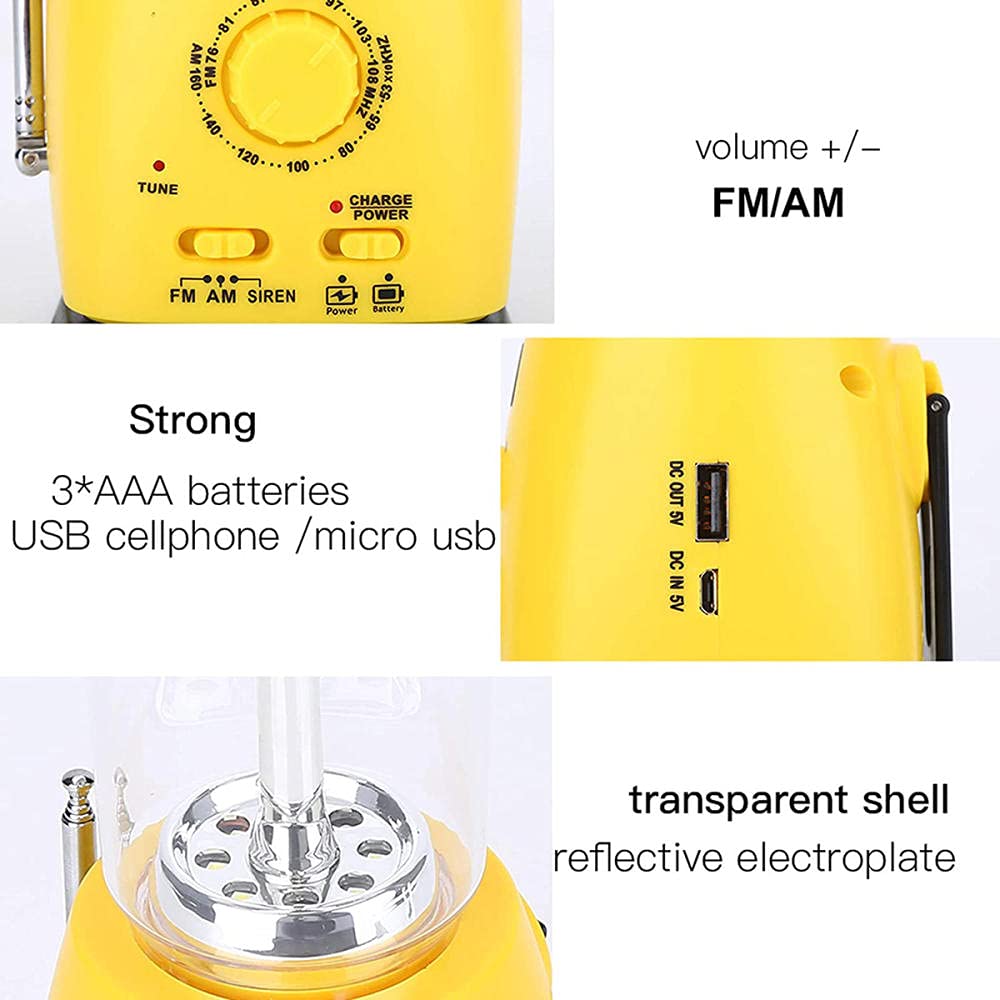 Latarnia kempingowa, 4-w-1 Solarna ładowalna lampa zewnętrzna LED USB, wielofunkcyjna przenośna korba ręczna Latarka zasilana energią słoneczną z radiem Smartphone Ładowarka USB Lampa awaryjna LED