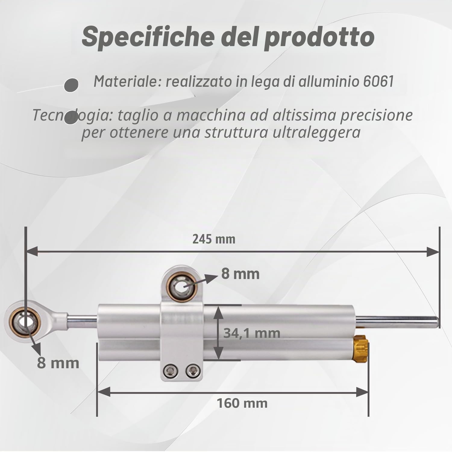 Ammortizzatore Sterzo Moto Universale Regolabile Alluminio CNC per MT07 GSXR750 K4 ZX6R TL1000R
