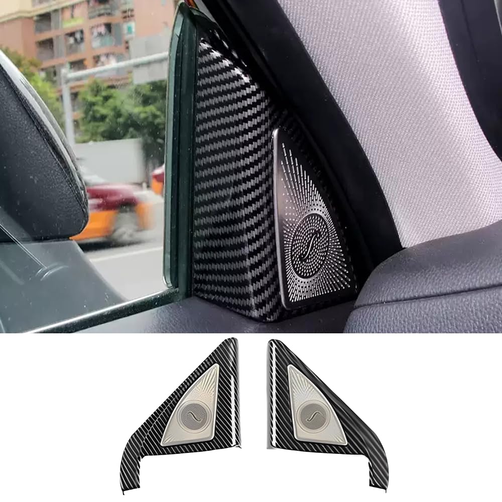 XITER 2pcs ABS Car Interior Front Door Speaker A-Pillar Cover Trim Accessories For Nissan Rogue 2021 2022 2023 2024 2025(Carbon fiber)