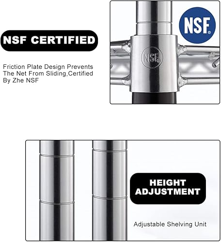 Miniatura 3 de Estantes de almacenamiento, estantería de alambre de 5 niveles y 1250 libras de capacidad, organizador de estantes de metal NSF, altura ajustable,