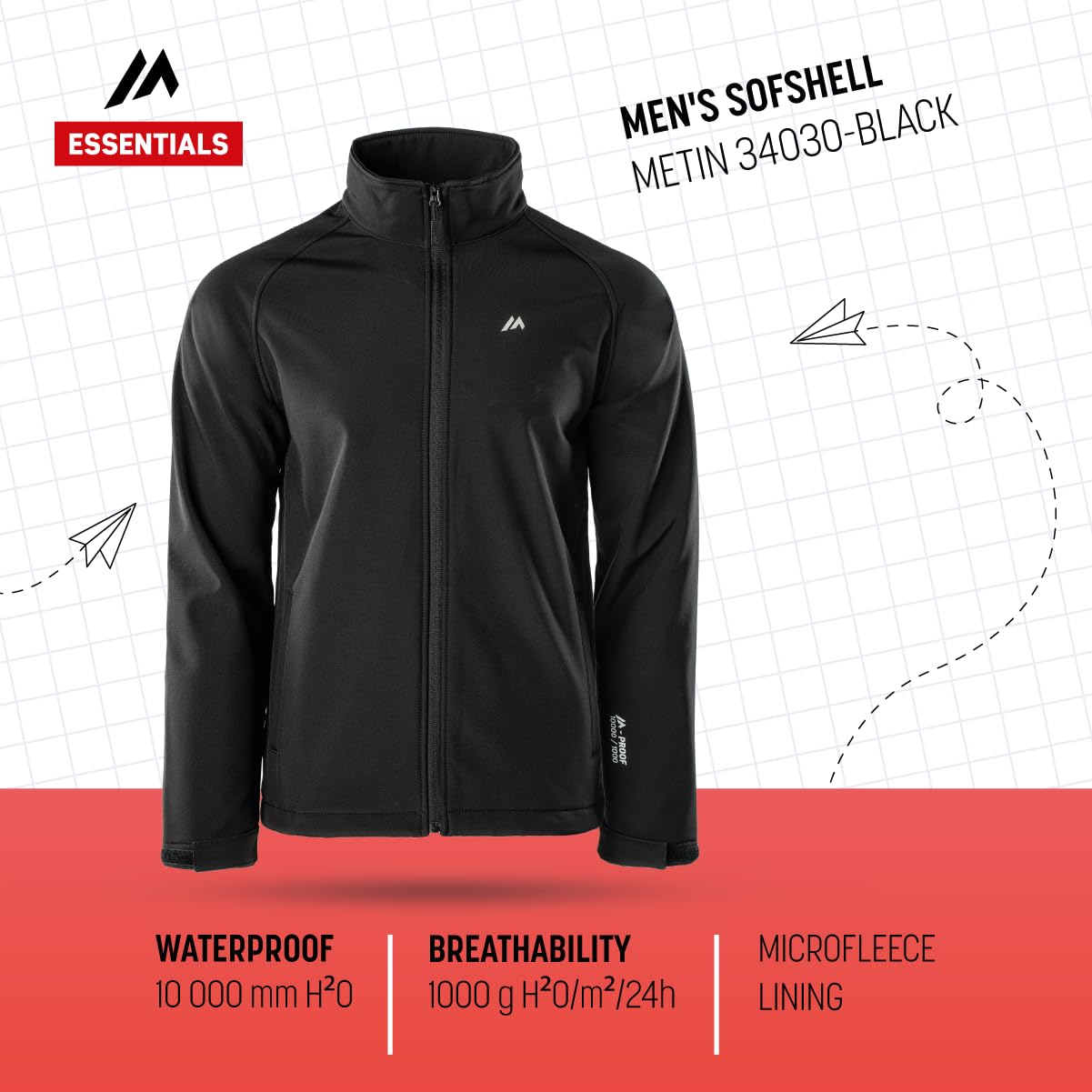 martes Kurtka funkcyjna softshell, kurtka przeciwdeszczowa, wiatroszczelna, oddychająca, do uprawiania sportu i wędrówek Mężczyźni Metin