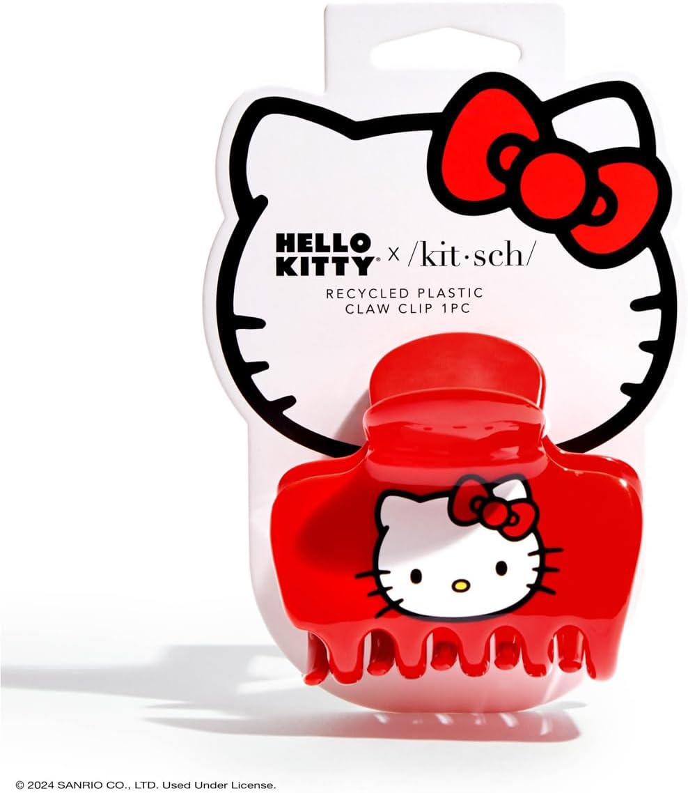 Kitsch Hello Kitty Recycled Plastic Puffy Medium Hair Clips for Women, Medium Claw Clips for Thick & Thin Hair | Ideal Gifts for Women, 1 Piece