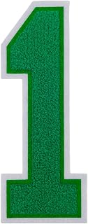 1 PCS 9.0" Green Chenille Number Patch, Iron on Patches for Clothes Jersey Bags Backpacks Jeans,Large Numbers Pair with Initial Patch Varsity Large Letter,DIY Accessories. (Green 1)