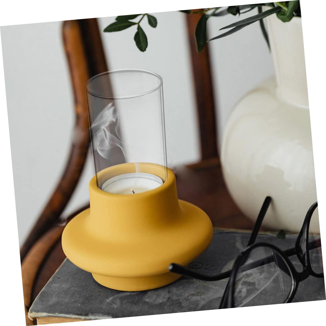 VALICLUD 4PCS Windproof Glass Candle Covers Cylinder Candle Shades Glass for Tealight and Votive for Home Decor and Events