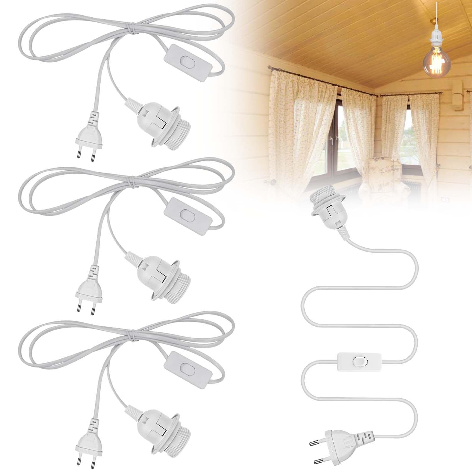 Lampadario Soggiorno Moderno Portalampada A Sospensione E27 Con Cavo In Tessuto - 3/5 Metri, Interruttore E Spina - Per Cucina, Bar, Soffitta - 7