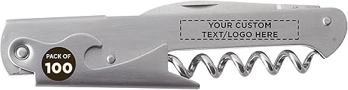 Juego de abridores de botellas de vino de acero inoxidable 100 Valencia texto personalizable logotipo sacacorchos cuchillo dentado perfecto para
