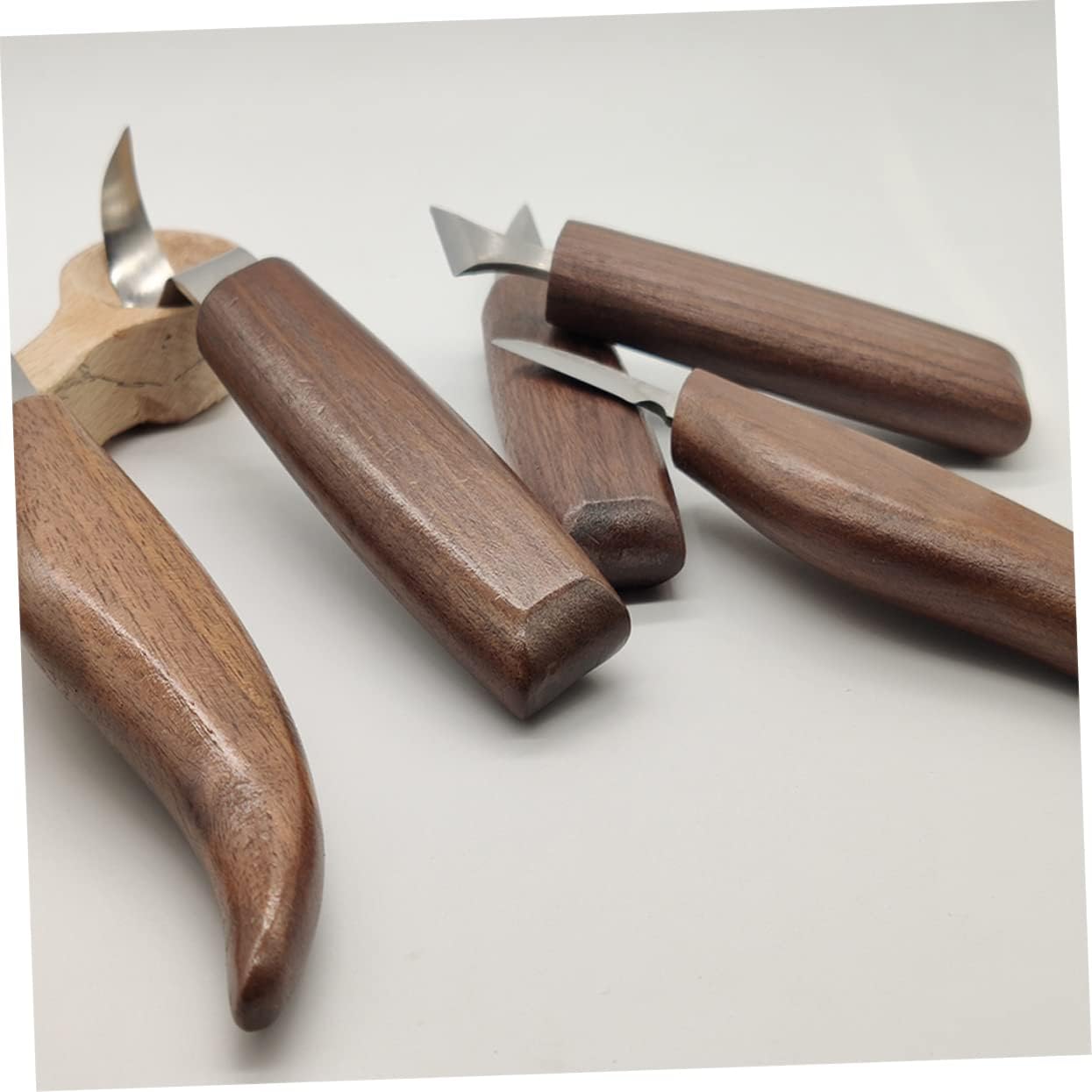 Wood Carving Tool Set Hand Carving Chisels with Walnut Handles Durable Alloy Steel Gouges for Diy Projects for Artists and Beginners Without Spoon