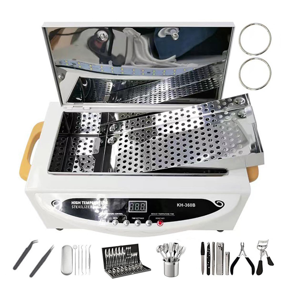 Sterilizzatore Ad Alta Temperatura 220℃, Sterilizzatore Portatile A Calore Secco Da 300 W E 2,2 L Per Strumenti Per Unghie Con Timer (0-120 Min), Per Dentistico, Per Tatuaggi E Saloni Di Manicure