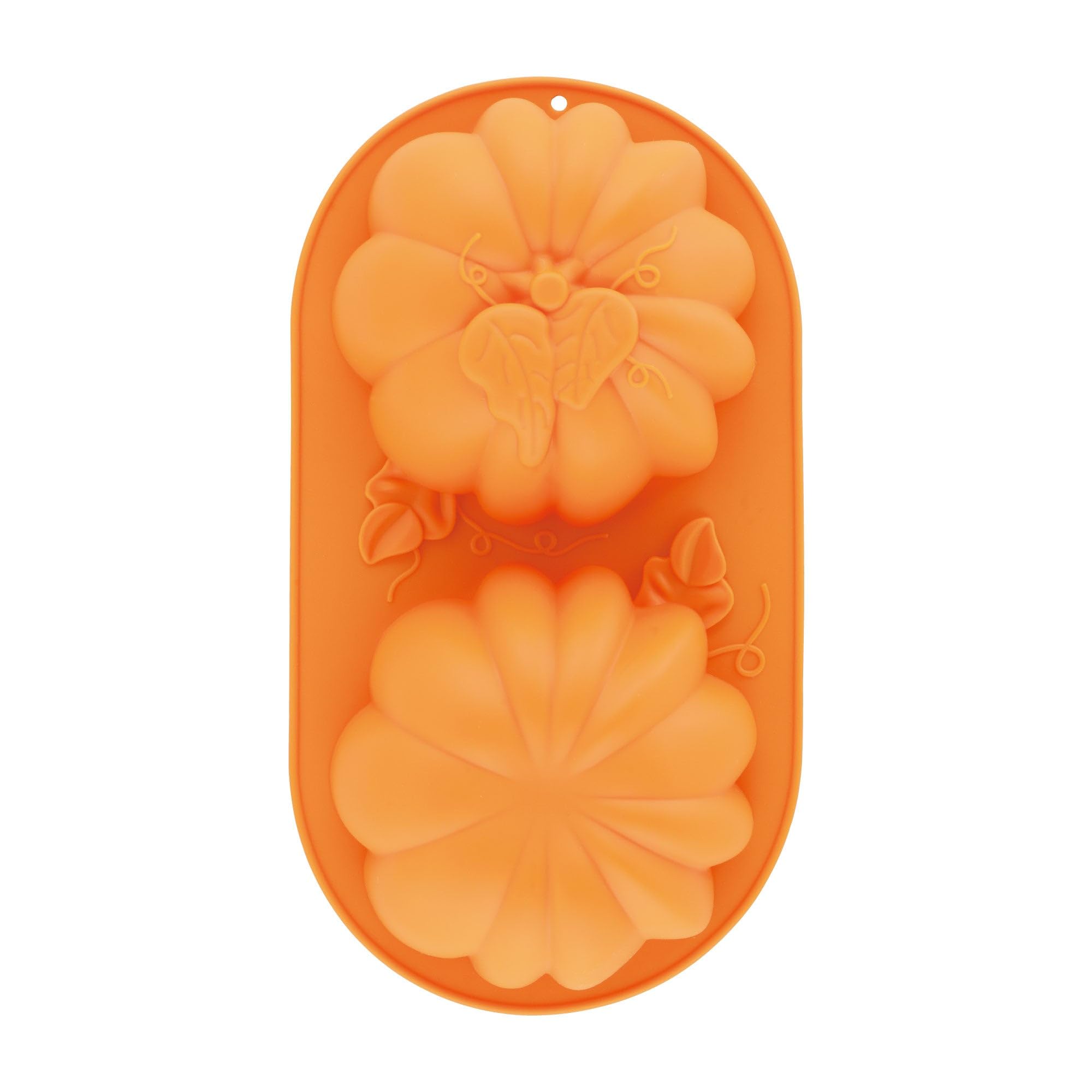 Supreme Housewares Juego de 2 moldes de silicona para tartas de calabaza, 2 cavidades, molde de decoración de cocina para cosecha de otoño, Halloween (molde con 2 cavidades)