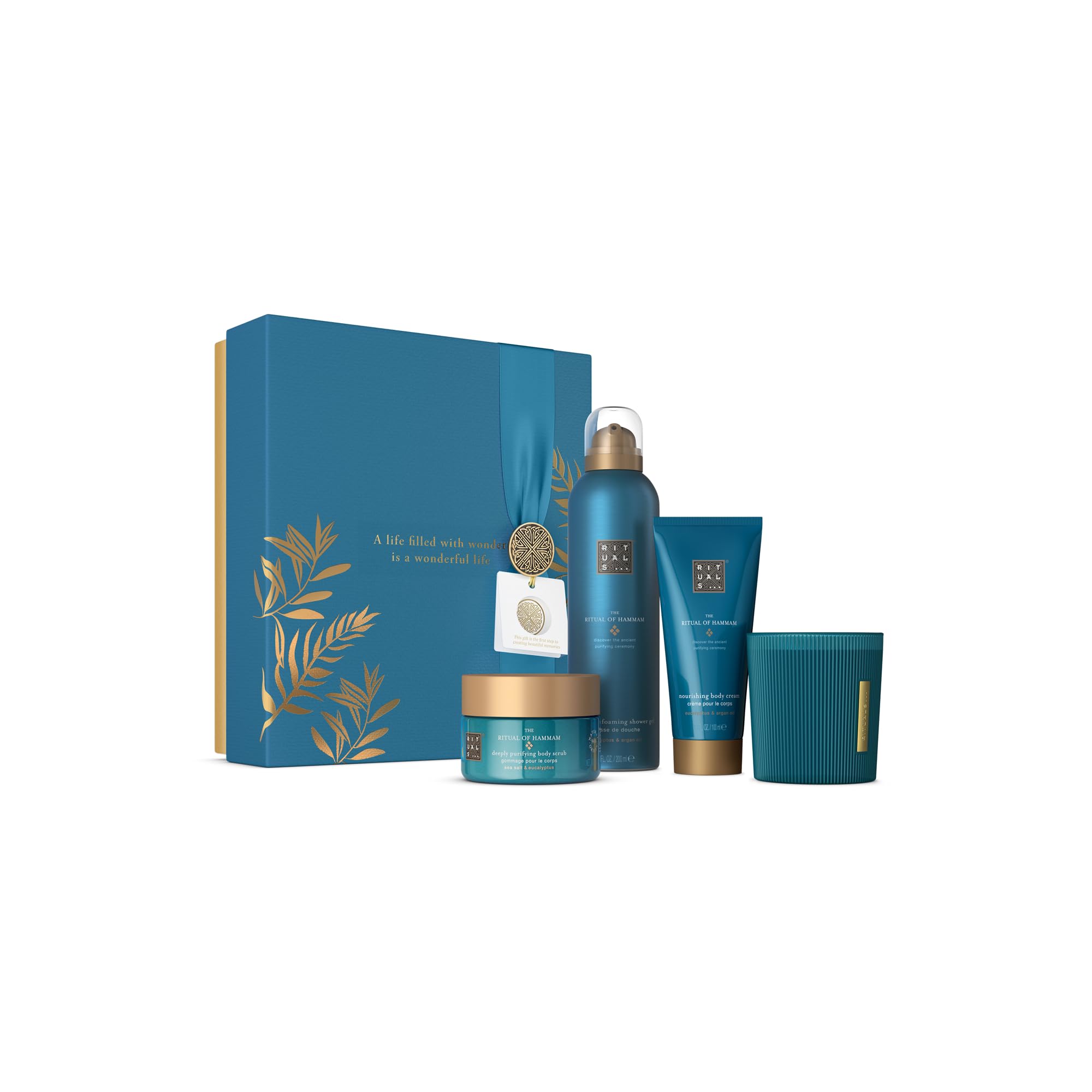 RITUALS Gift Set The Ritual of Hammam Medium - Home and Skincare Products Enriched with Eucalyptus, Argan Oil, and Rosemary - Bath Gift Box with Purifying Properties