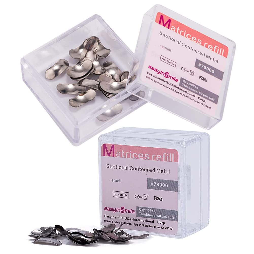 SNAWOP Dental Matrix Bands 50μm Tooth Interproximal Sectional Contoured Metal Matrices Refill 100PCS Soft Matrix System (Small)