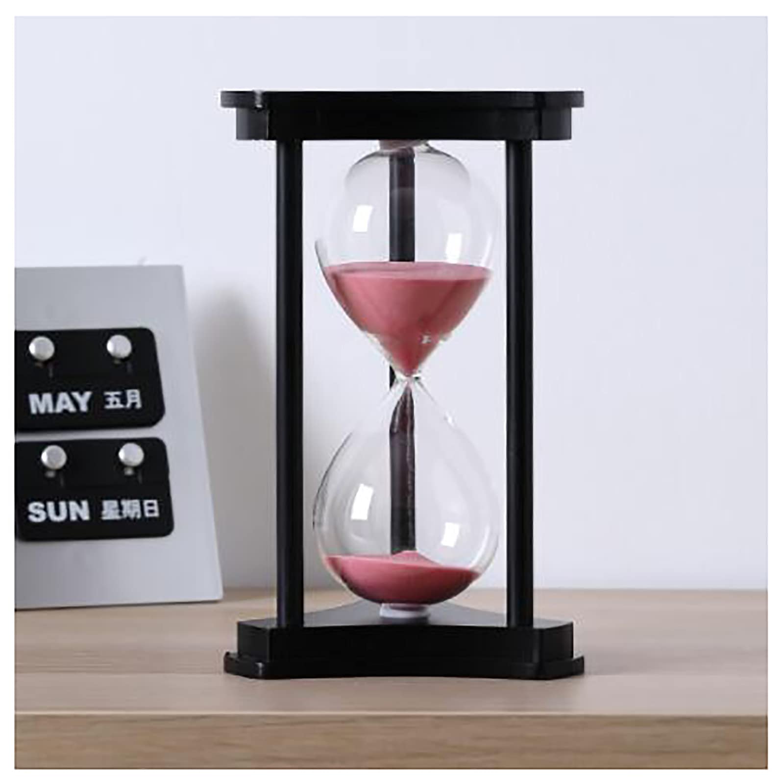 timer， Hourglass Timer,15/30/60 Minutes Wooden Frame Sand Clock,Decorative Sandglass(Black Frame Powder Sand,15 minutes)