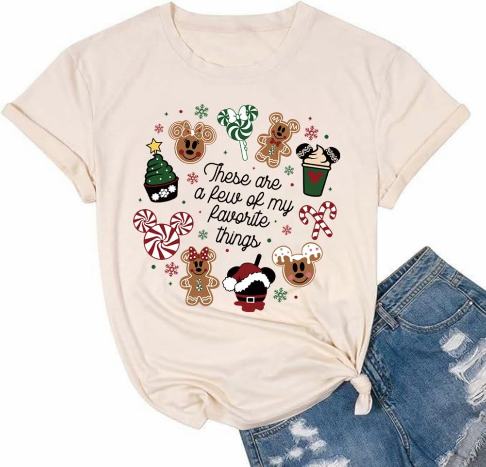 It's The Most Wonderful Time Christmas Shirts Women Santa Snowman Reindeer T-Shirts Xmas Graphic Tee Holiday Tops