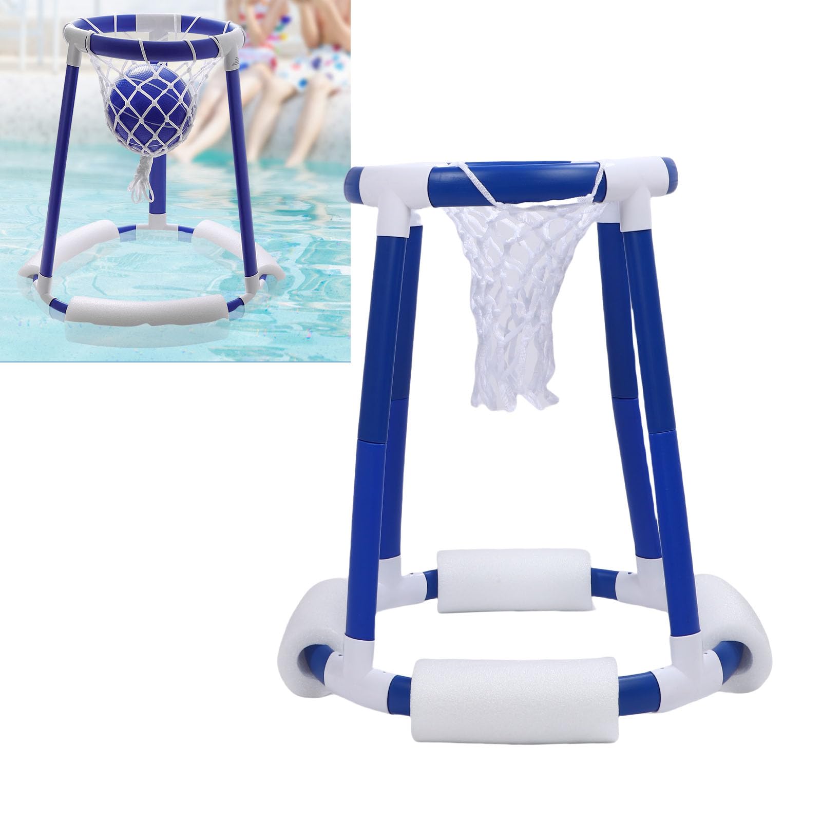 Pool-Basketballkorb für Erwachsene und, Schwimmender Pool-Basketballkorb mit 2 Bällen und Pumpe, Wasser-Spiel für Drinnen und Draußen, Schwimmbadspielzeug für Familienspaß
