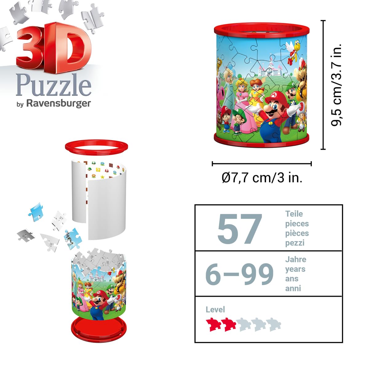 Ravensburger Puzzle 3D 11255 Ravensburger Przybornik Super Mario 54 Elementy Puzzle 3D (11255) Dla Dzieci I Dorosłych. Technologia Easy Click - Każdy Element Pasuje Idealnie