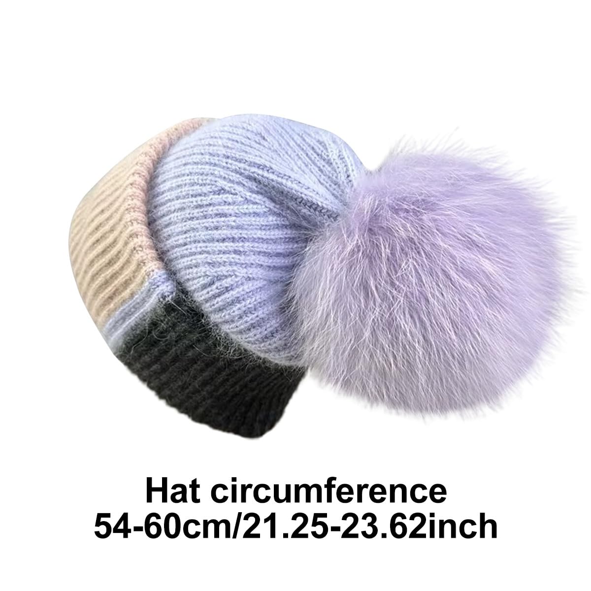 Gorros de Invierno cálidos con pompón Esponjoso, Gorro de Calavera con puños Suaves y acogedores para Mujer