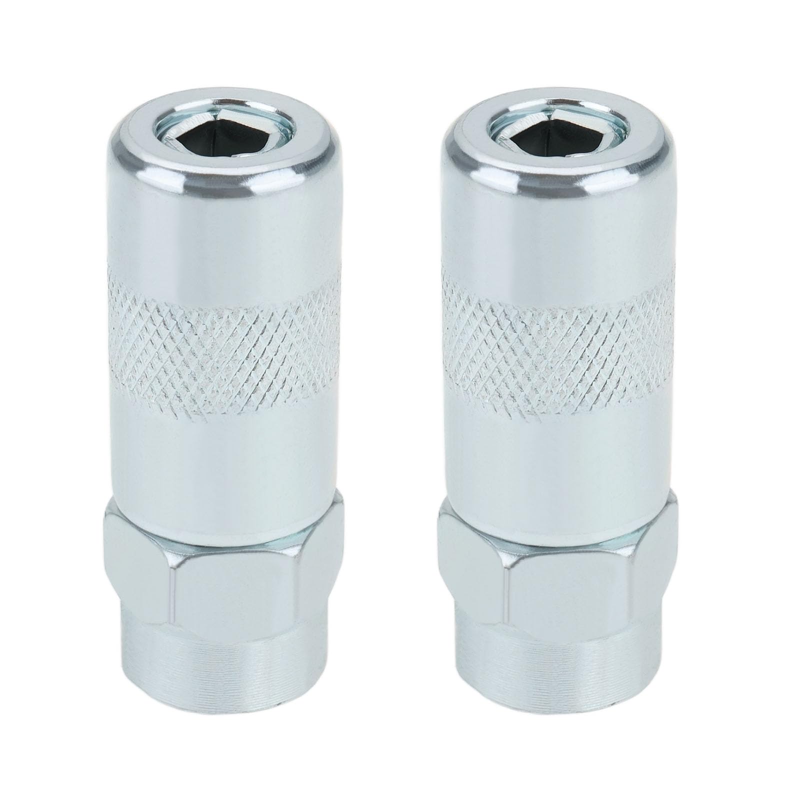 ECSiNG 2PCS Grease Gun Couplers Compatible with Milwaukee 2446-20 2646-20 2646-21CT 2646-22CT 49-16-2649 Connection 1/8 Inch FNPT Internal Thread 1/8-27 Inch NPT Silver