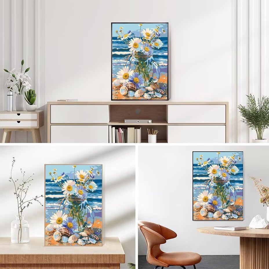 Point de croix moderne et mosaïque de diamants plage 70x90cm pour mur
