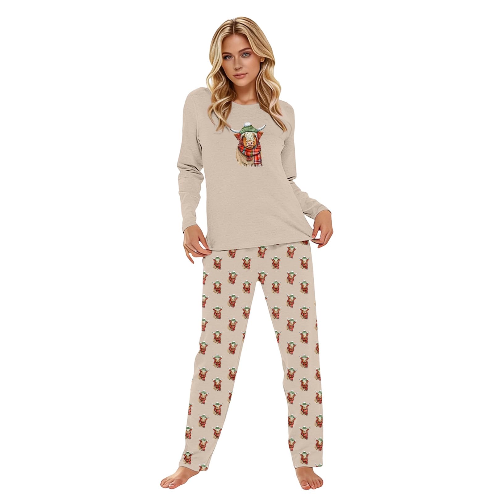 Pijama de Manga Larga, Acogedor, con Estampado de, para Estar en casa, cómodo y Relajado.