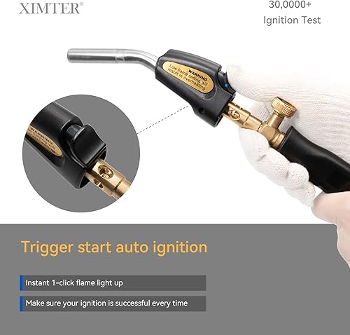 Miniatura 5 de Propane Torch with 3.6Ft Hose - MAPP MAP-PRO Gas Torch Trigger Start &amp; Adjustable Swirl Flame &amp; Solid Brass CGA600 Thread, Portable Torch for