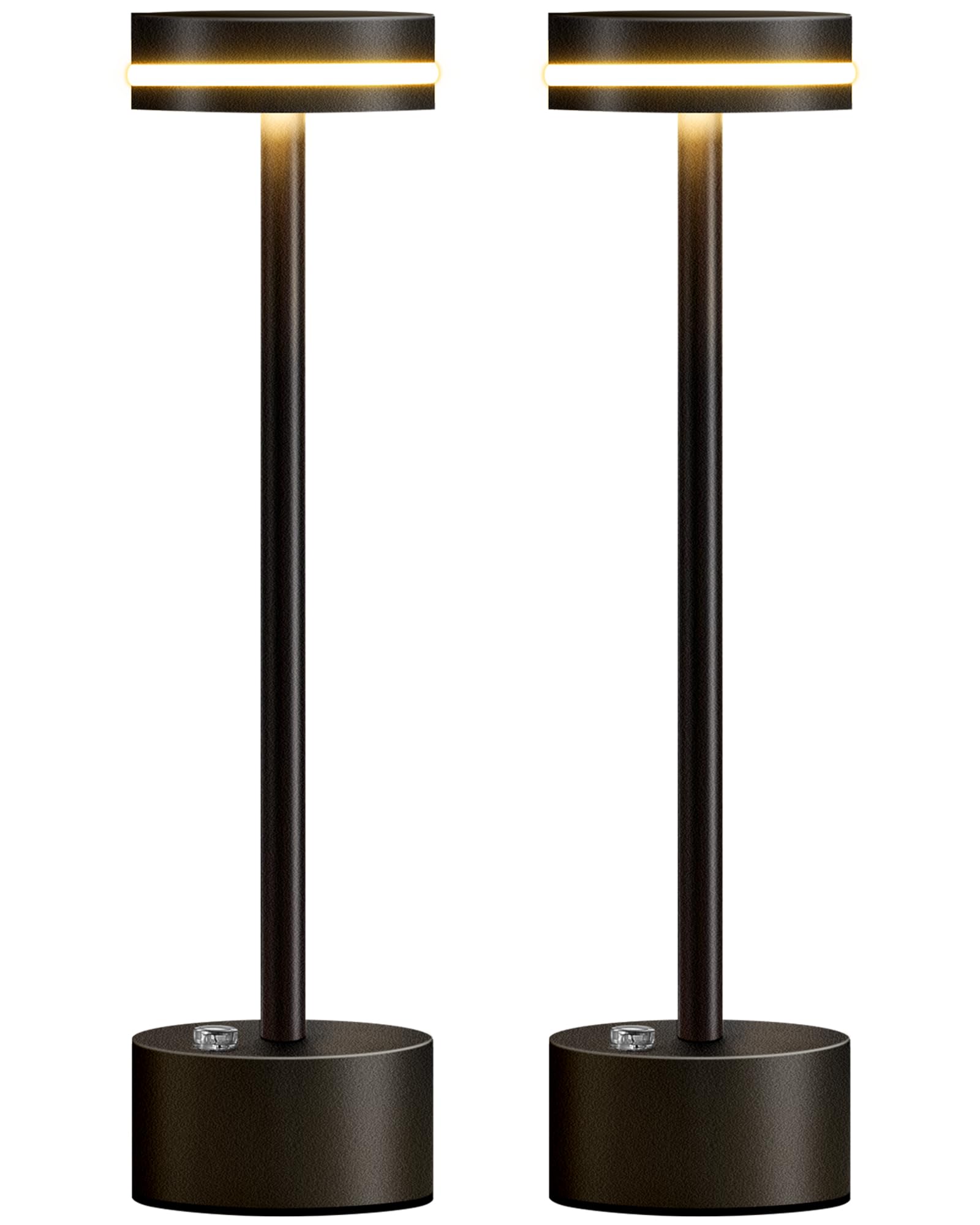 PUSU Kabellose Tischlampe, 2er-Set, batteriebetriebene LED-Schreibtischlampe, tragbare Tischleuchten, 3-stufige Helligkeit, Touch-Steuerung, Beleuchtung für Zuhause, Büro, Schlafzimmer, Hotel