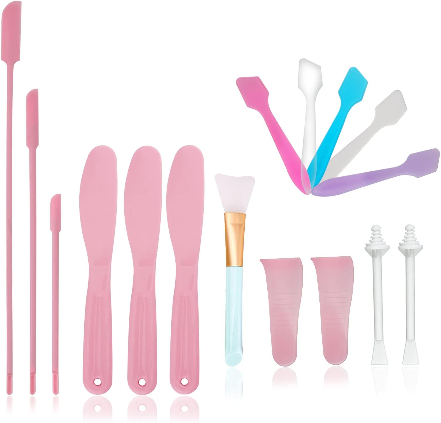 TCJJ 16PCS Silicone Wax Spatulas for Beauty Reusable Wax Sticks Hair Removal Waxing Applicators Large Small Area Scraper for Body Waxing