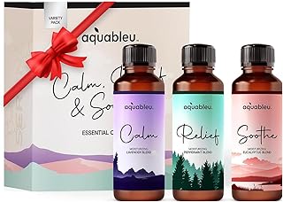 Essential Massage Oil Gift Set - Serenity Trio Sooth, Calm, Relief Includes Lavender, Peppermint & Eucalyptus Massage Oil Blends 80 ML in Beautiful Packaging - Great Gift for Women