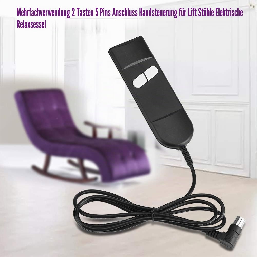 Broco Fernbedienung für Sessel, Handfernbedienung Liegestuhl, Stuhlsteuerung 2 Tasten 5-Polige Elektrische Lehnlehne für Liegestuhl Fernbedienung Mehrzweck-Stuhl Hochstühle Fauteu