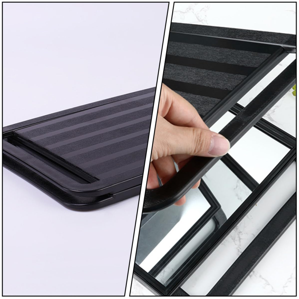 CRAFTHROU Specchio Portatile Doppia Faccia con Manico Comodo in Plastica Abs e Alluminio per Professionale e Decorazione Interna