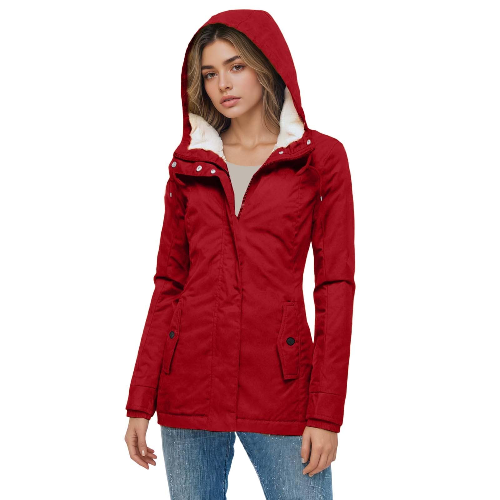 Genérico Poncho Mujer Impermeable,Chaqueta Informal con Capucha Y Forro Polar Cortavientos para Actividades Al Aire Libre Deportes Clima CáLido OtoñO E Invierno para El DíA A DíA Viajes