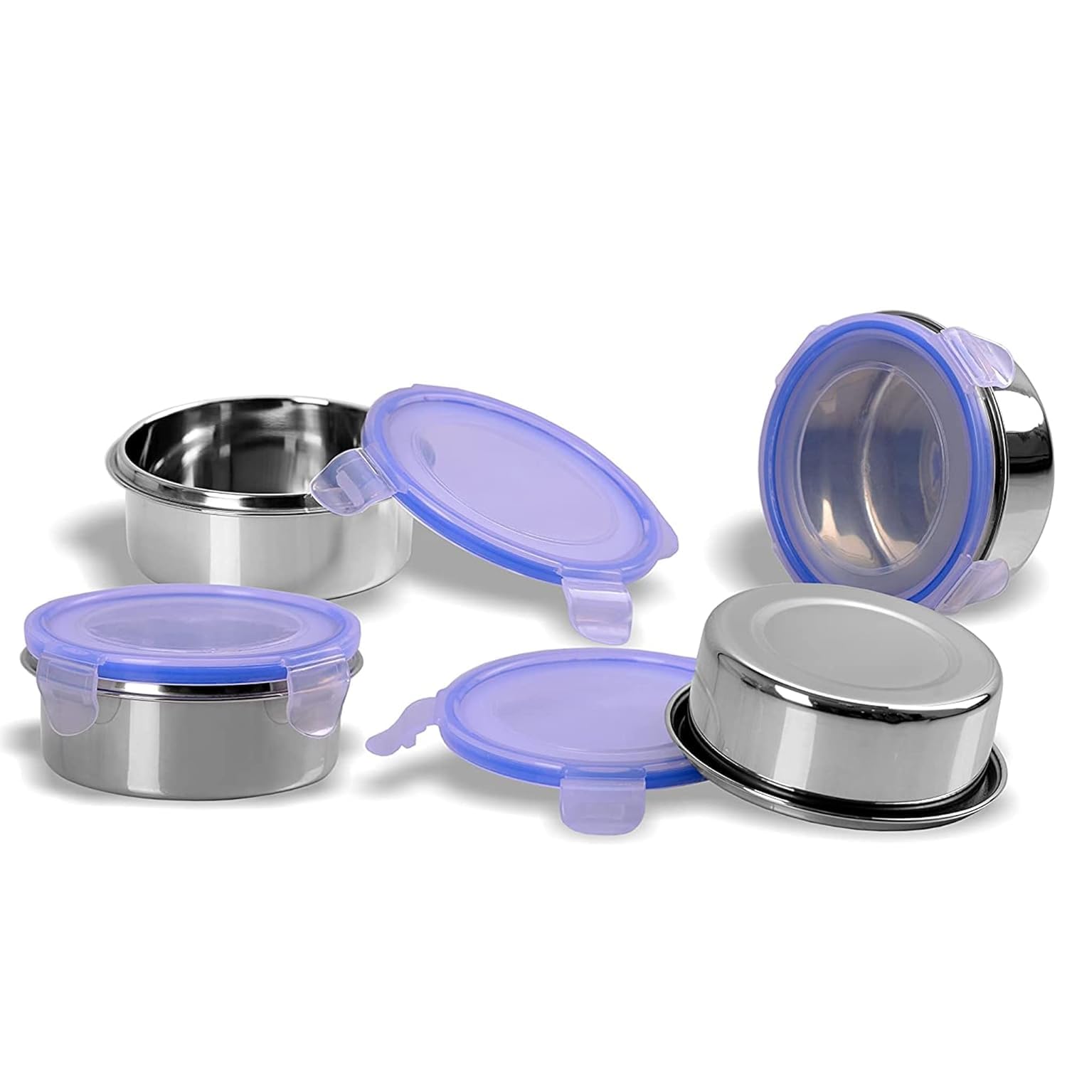 Set di contenitori ermetici e a prova di perdite, in acciaio inox, dimensioni 350 ml, 4 pezzi